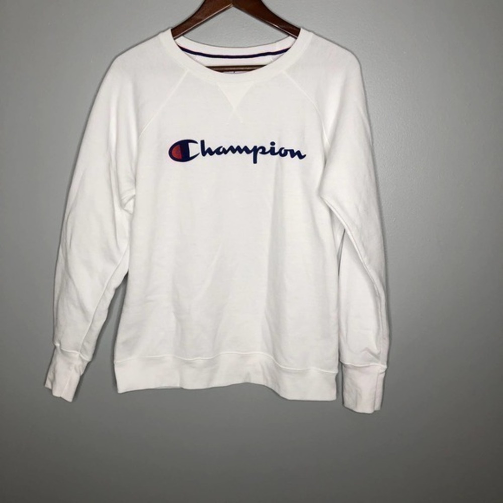 Champion white crew neck pullover sweatshirt